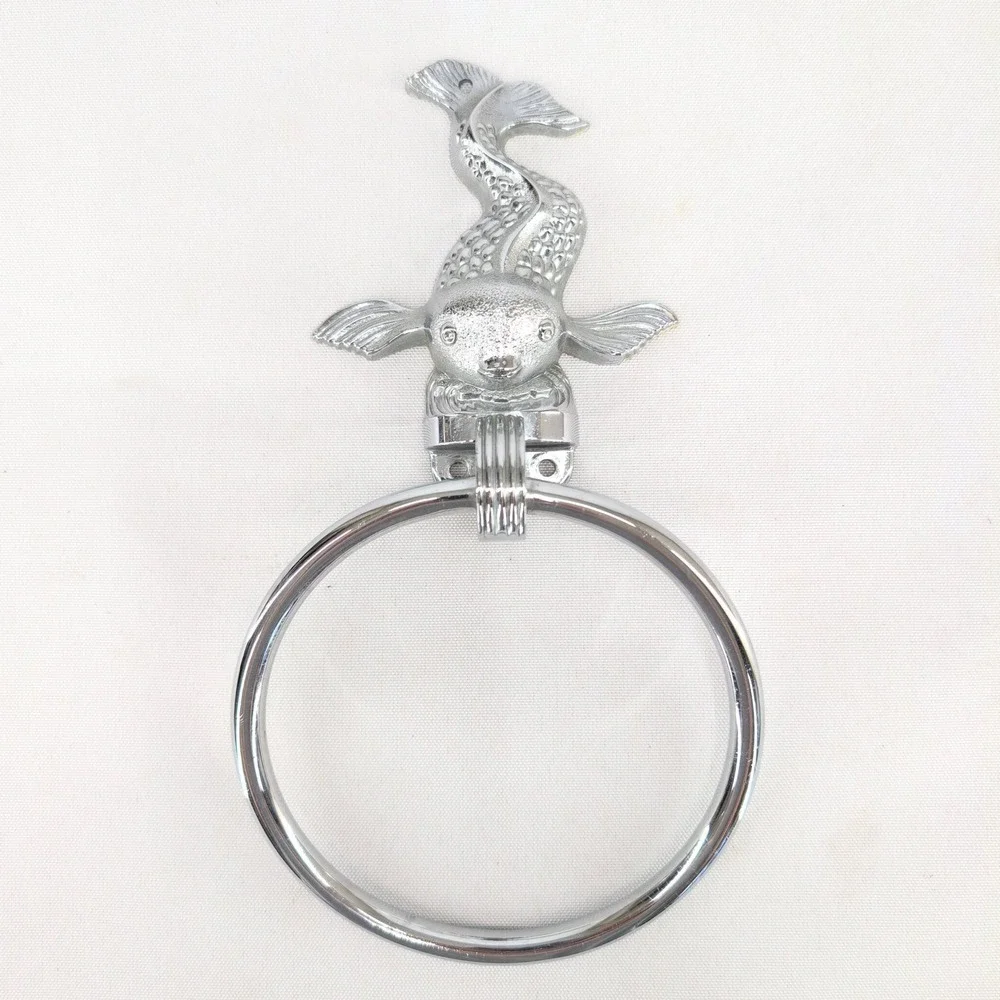 Hall-Mack Towel Ring Chrome Silver Vintage MCM Koi Fish Dolphin